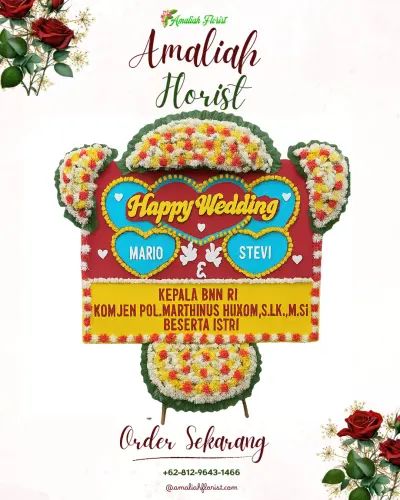 Karangan Papan Bunga Pernikahan di Suwakan